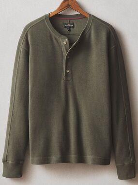 NWOT American Giant Loden Green French Rib Henley Medium